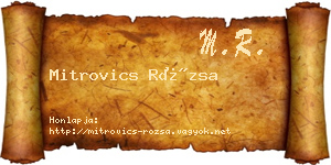 Mitrovics Rózsa névjegykártya
